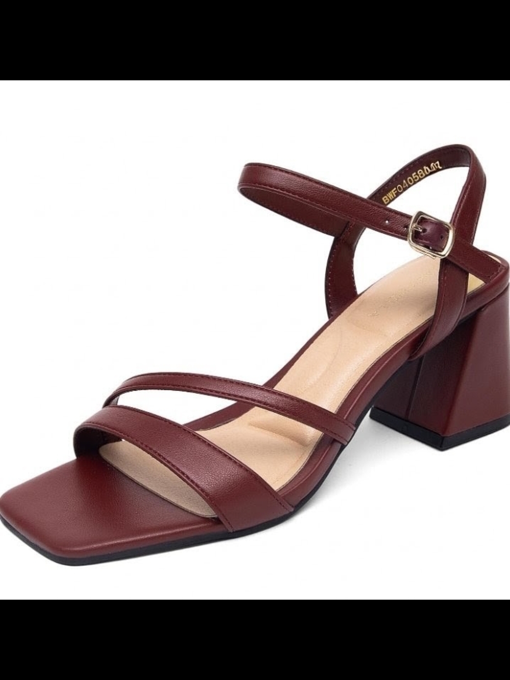 Women's Strappy Block Heel Sandal in Burgundy